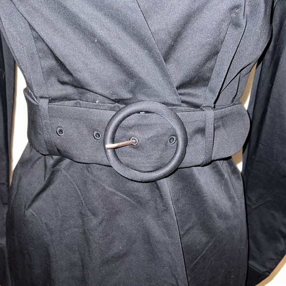 & Other Stories 3/4 Length Longsleeve Puff Shoulders V-Neck Belted Dress 8 NWT - Picture 4 of 7